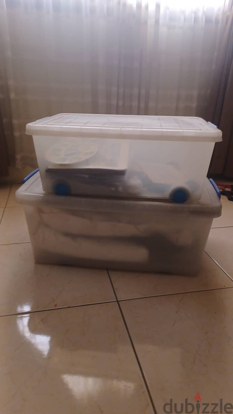 2 Big Storage Bins with wheels 1