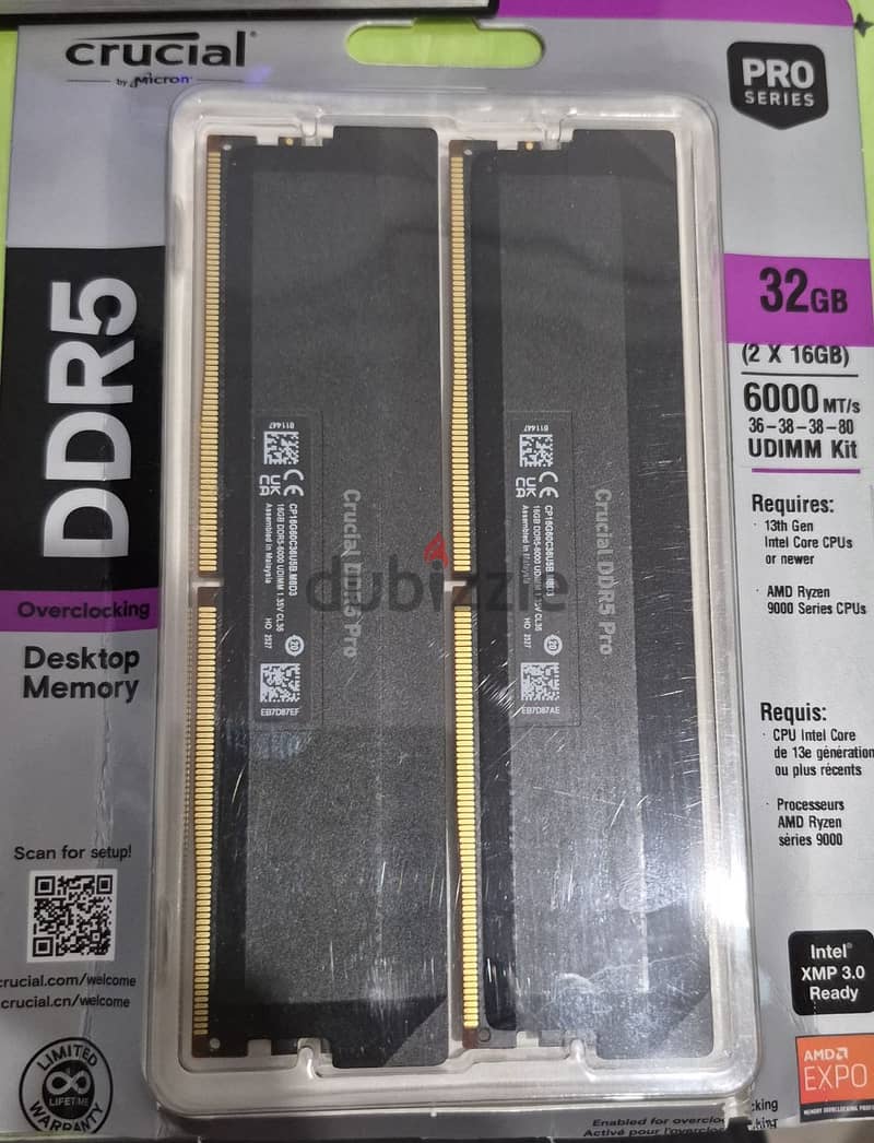 Crucial 32GB DDR5 RAM Kit (2x16GB) 6000MTs CL36 1
