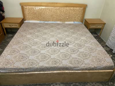 Wooden king size bed with medicated mattress with Side table