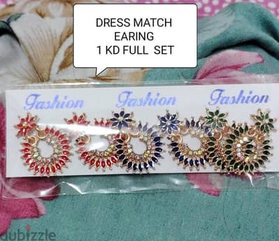match set earing 3 piece red green blue
