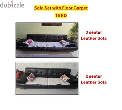 Leather sofa set for sale (Free floor carpet)