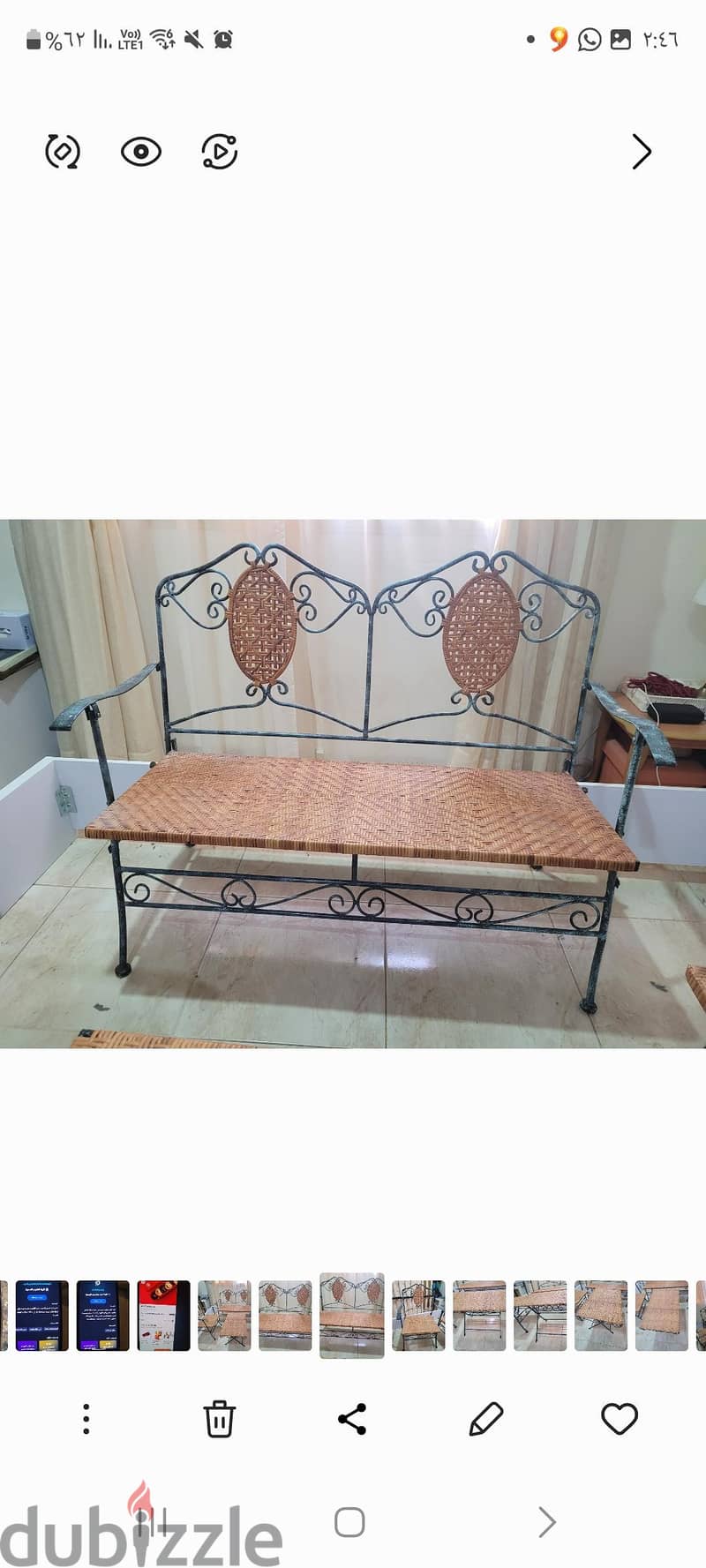 طقم كلاسيكى راقى(الخيرزان الطبيعى)منسوج يدوىوحديد فورفرجيه بحاله ممتاز 1