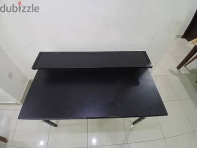 Black Study/Computer Desk with Monitor Shelf & Adjustable Metal Legs