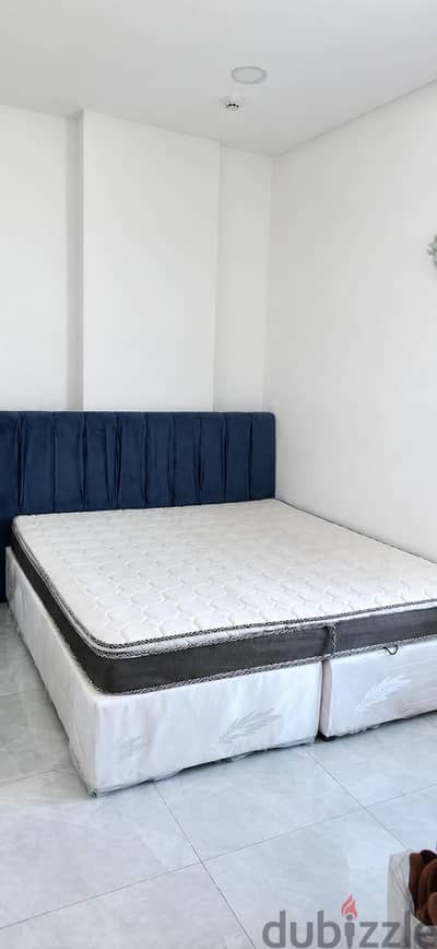 King size bed with mattress and bed rest