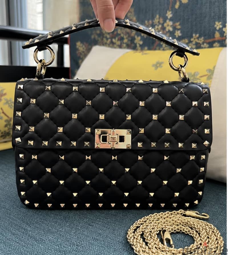 Valentino Garavani Rockstud Spike Black Medium Bag 3
