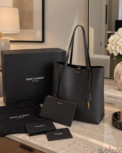 SAINT LAURENT Shopping Leather Tote – Black