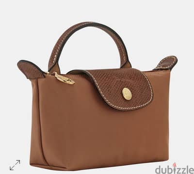 Longchamp Le Pliage Pouch With Handle 17 CM Pink and Brown