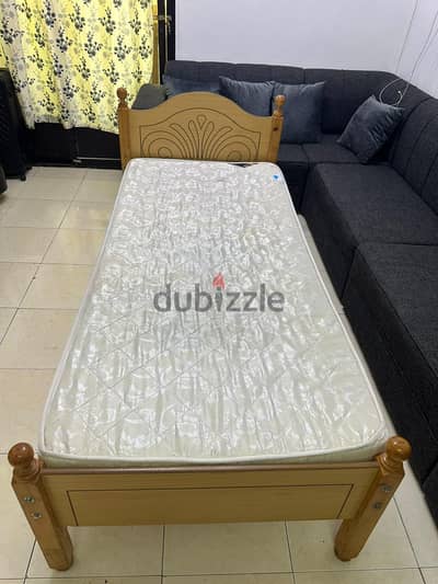 Single Wooden Bed with Mattress For Sale - Excellent Condition