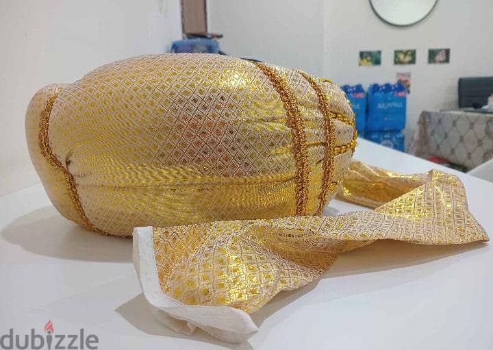 Men's brand new turban/pagri/عِمَامَة - Handmade lace & beads design 1