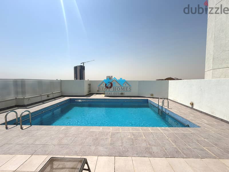 SeaView Full Furnished 1 Bedroom Apartment with Rooftop Pool in Fintas 2
