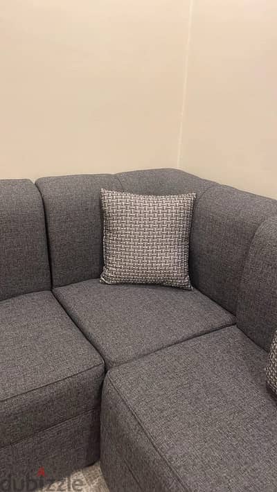 Grey L shaped sofa
