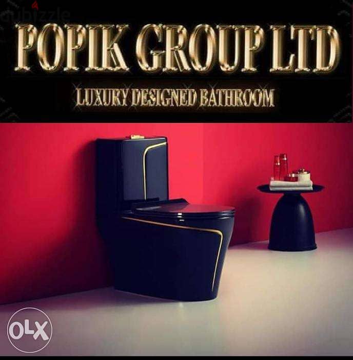Luxury black wc toilet design model with gold line by POPIKGROUP 0