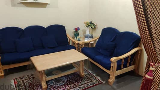 Wooden Frame Cushion Sofa Set - 4 piece with original plus 2 covers