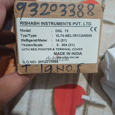 Brand New Rishabh DGL 72 AC Ammeter (0-30A Scale / 1A Mete