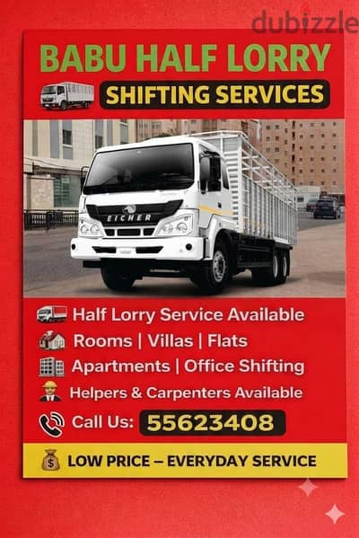 Half lorry transport packing and moving services 5562 3408