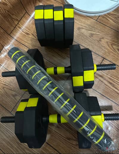 Dumbbell set 20 kg black color with bar