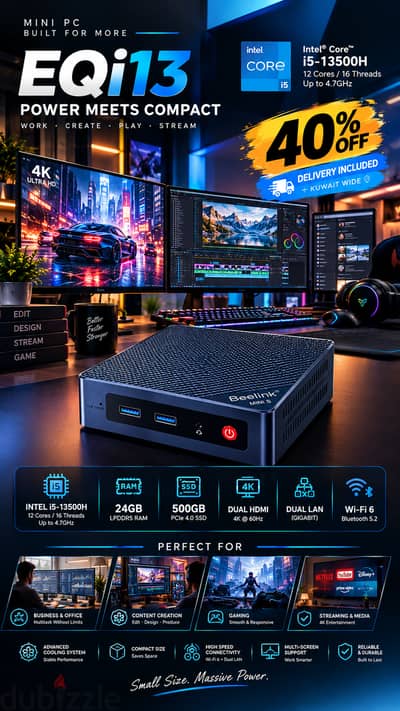 Mini PC EQi13 Mini PC Intel i5-13500H 24GB/500GB New Free Delivery.