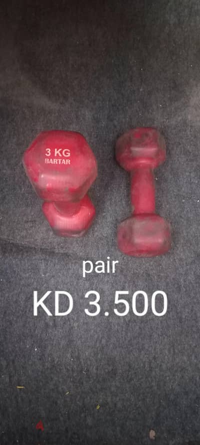 dumbells 3 kg pair