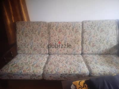 Three Seater sofa set with 4 single seaters, foot stool and center