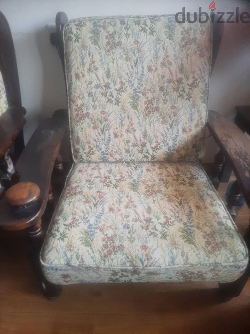 Three Seater sofa set with 4 single seaters, foot stool 1
