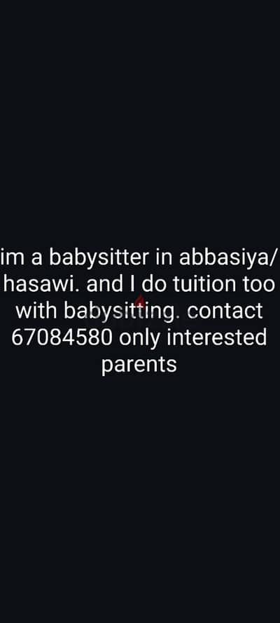 Babysitting and tuition