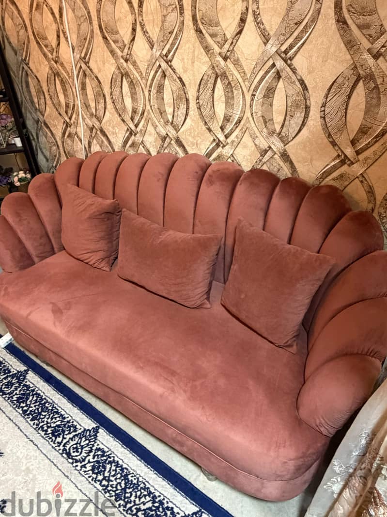 Rose Velvet fabric Sofa 1