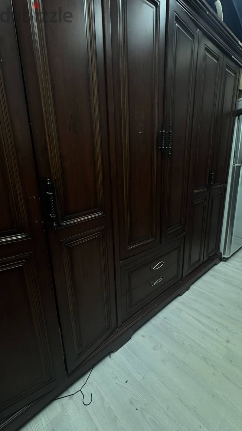6 door wardrobe cupboard dark wood color 1