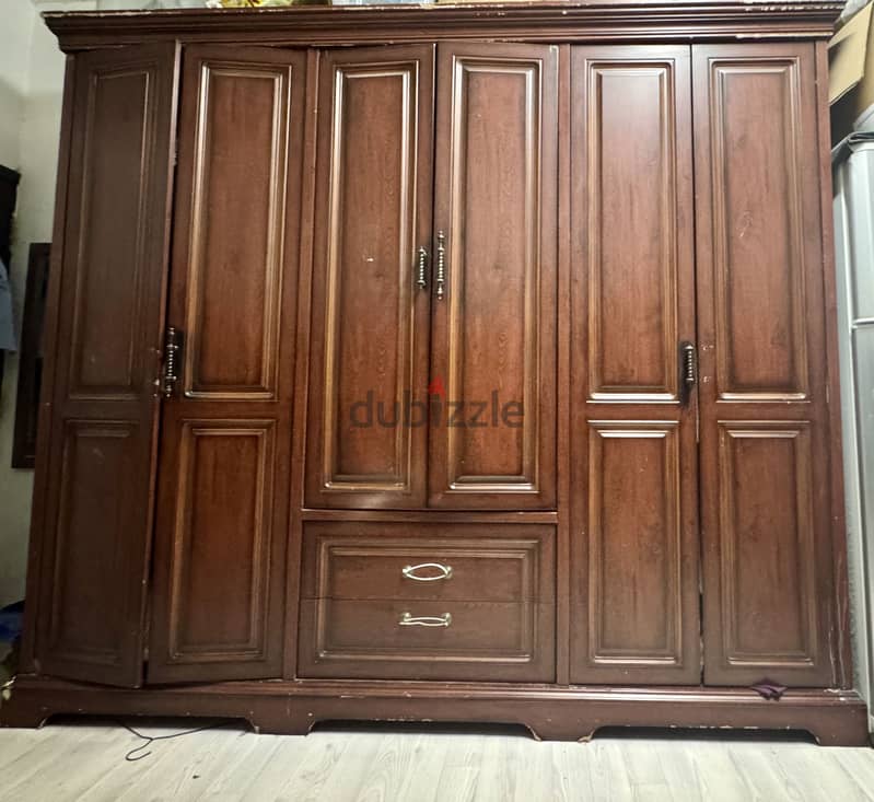 6 door wardrobe cupboard dark wood color 2