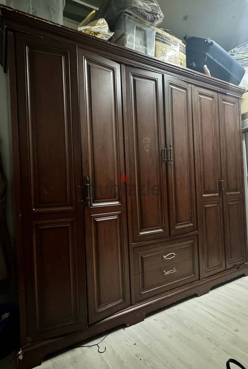 6 door wardrobe cupboard dark wood color 3