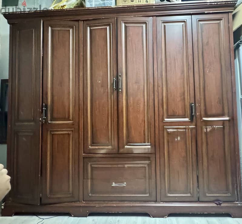 6 door wardrobe cupboard dark wood color 4