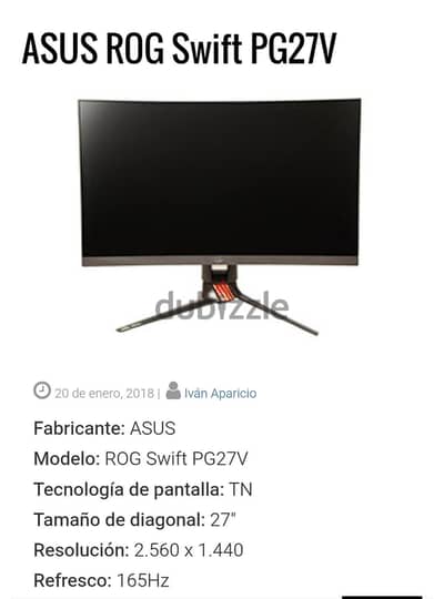 Asus gaming monitor 27 inch excellent condition