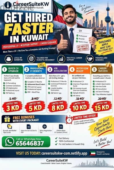 Professional CV Writing, Job Support & Interview Support in Kuwait.