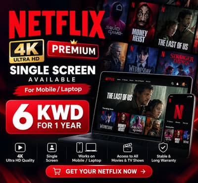 Netflix 4k Premium Screens Available 6KD Yearly