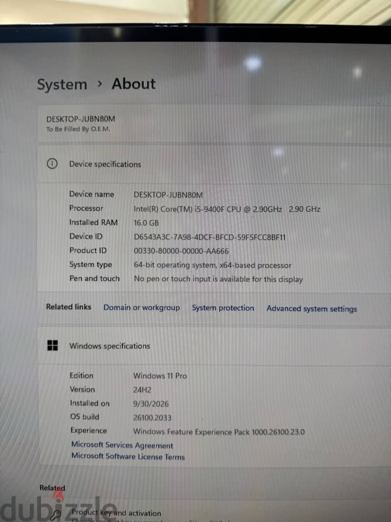 Gaming Pc i5 9Th Generation  Ram 16GB  SSD 256Gb HDD 1TB  GTX 1650 4GB 6