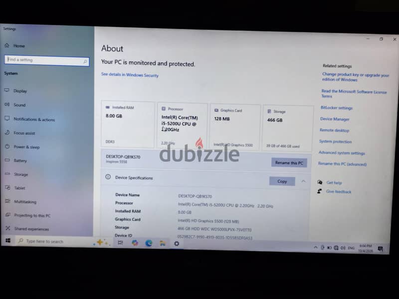 Dell Inspiron 5558/ i5 5th/ 8gb Ram / 500gb hdd 1