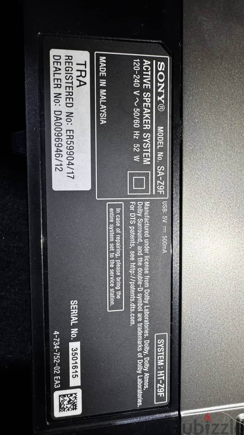 Sony Dolby. Atmos dts. x sound bar 9