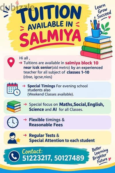 Tuition Available in Salmiya