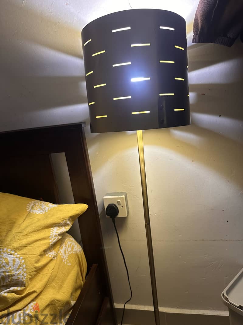 Floor Lamp Matt Gold Decorative Cylindrical Perforated Shade 3