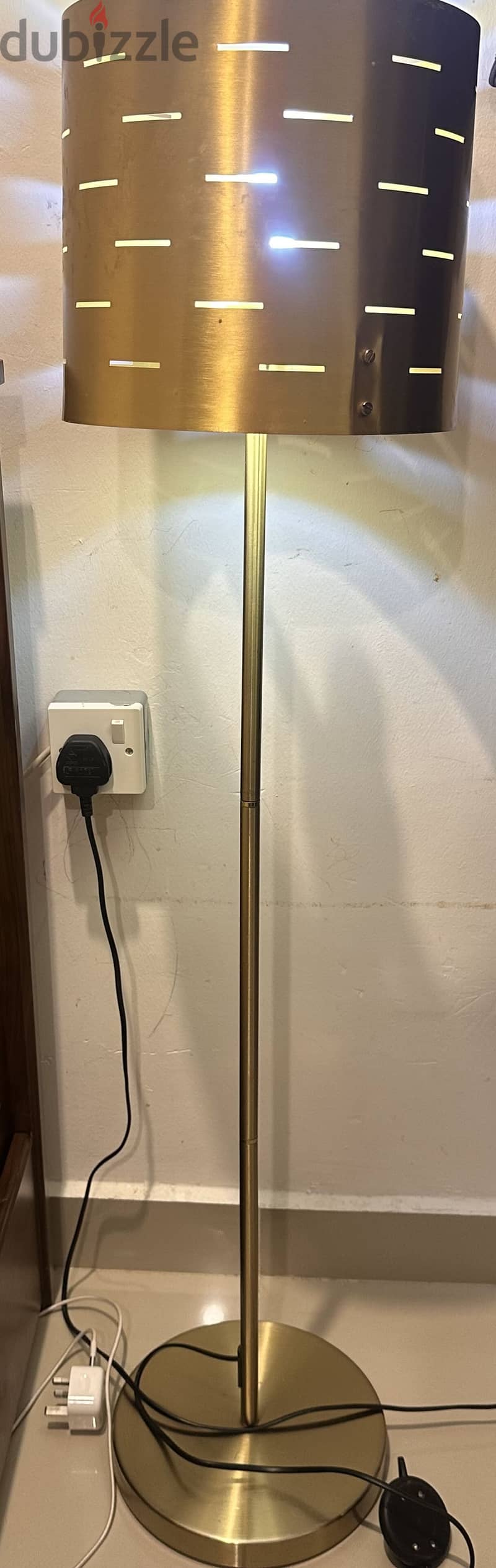 Floor Lamp Matt Gold Decorative Cylindrical Perforated Shade 4