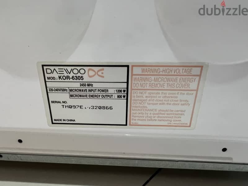 DAEVOO MICROWAVE OVEN 3