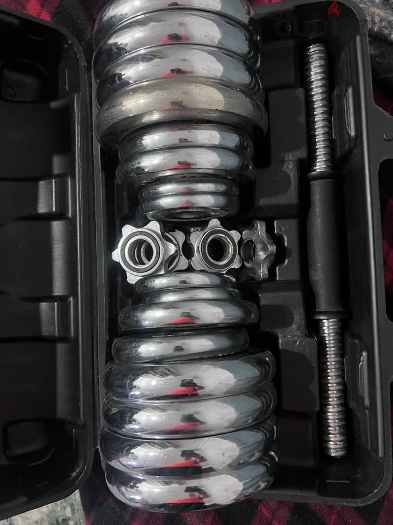Set dumbbell  20 kg new with box and bar 2