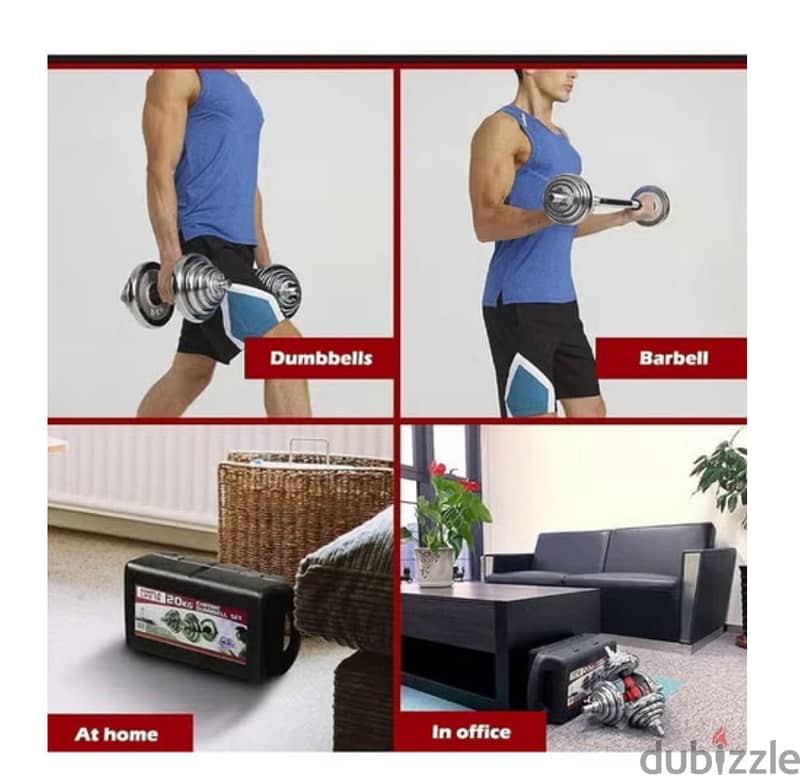 Set dumbbell  20 kg new with box and bar 3