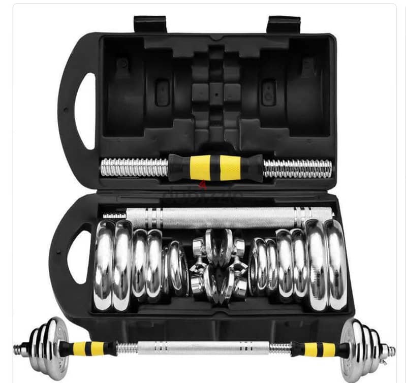 Set dumbbell  20 kg new with box and bar 8