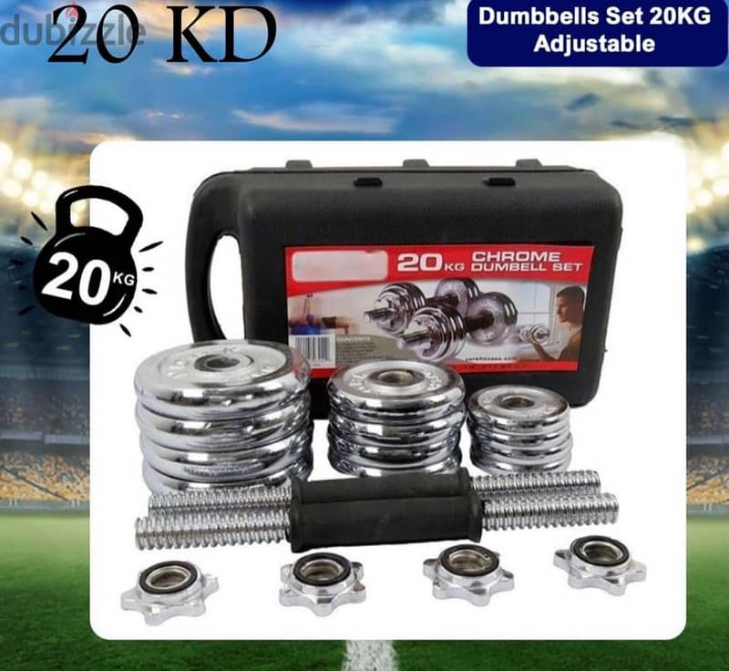 Set dumbbell  20 kg new with box and bar 9