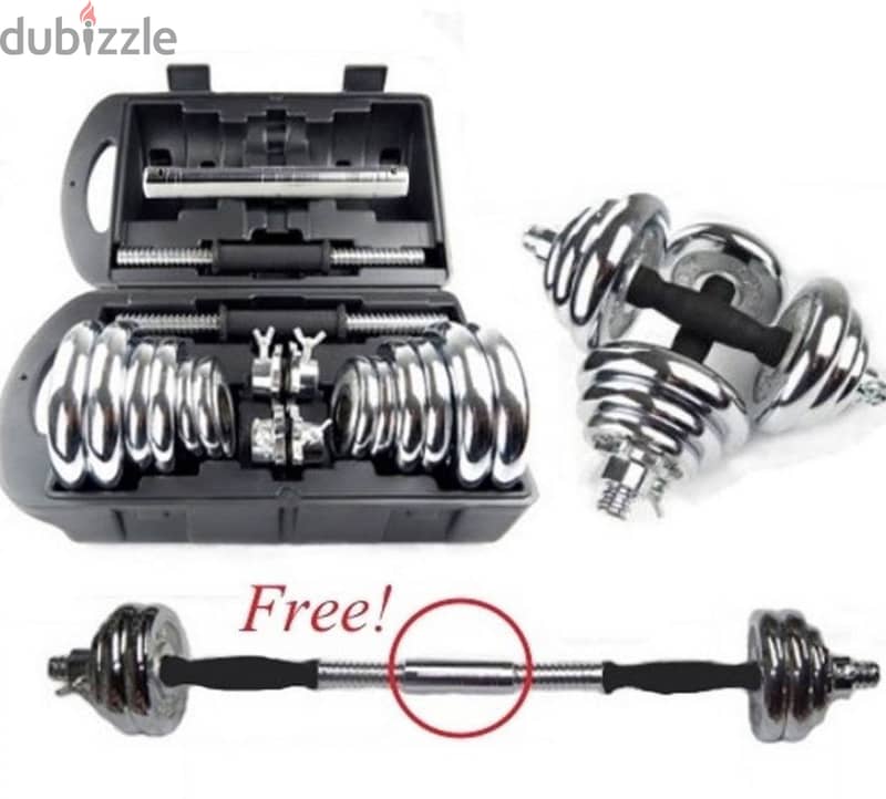 Set dumbbell  20 kg new with box and bar 11