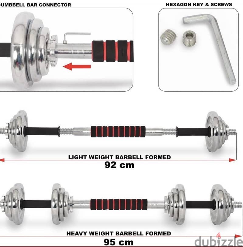 Set dumbbell  20 kg new with box and bar 12
