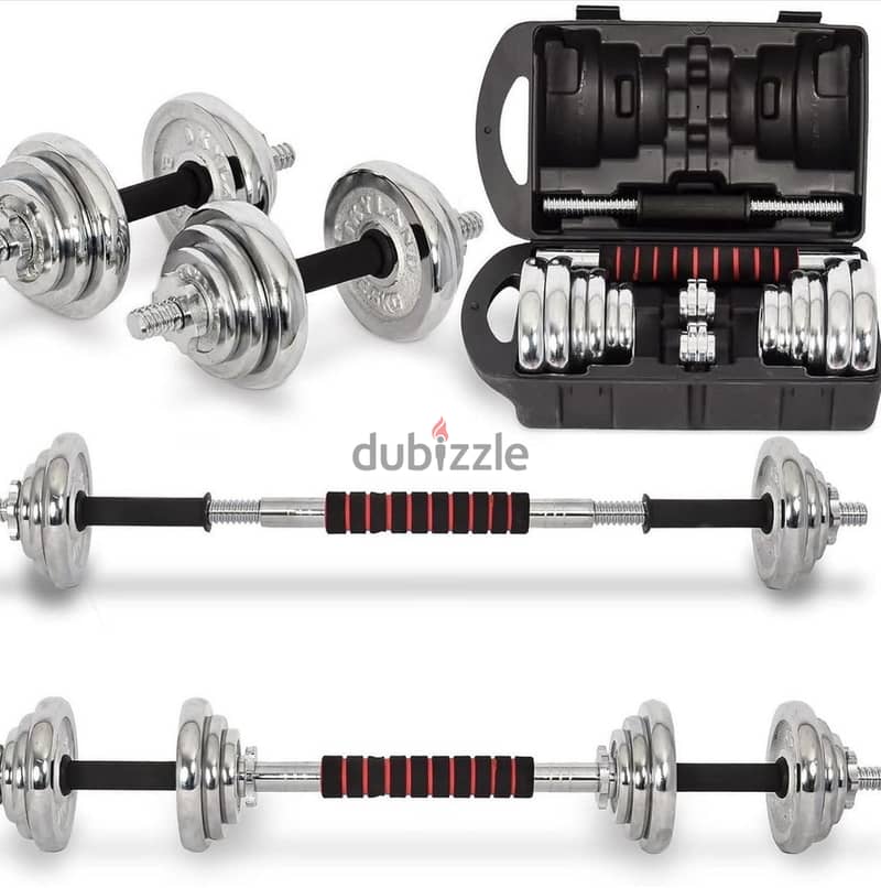 Set dumbbell  20 kg new with box and bar 13