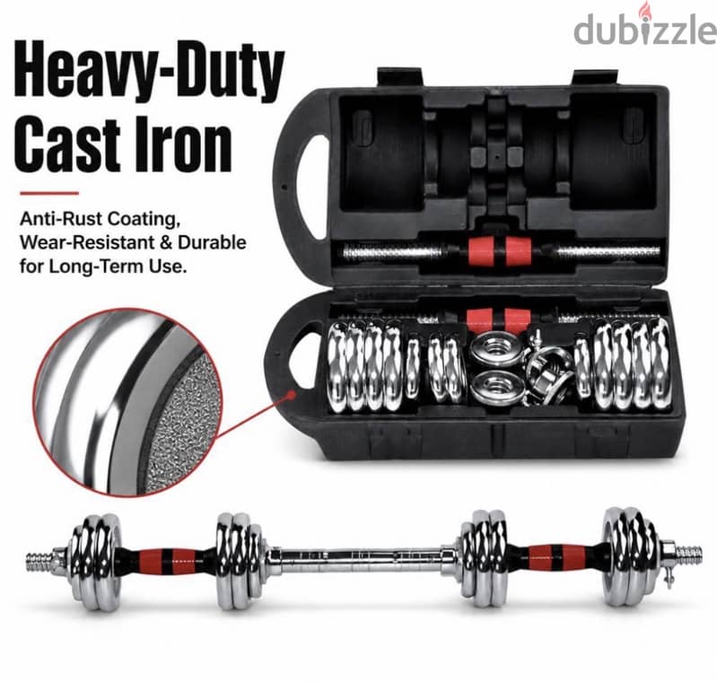Set dumbbell  20 kg new with box and bar 14