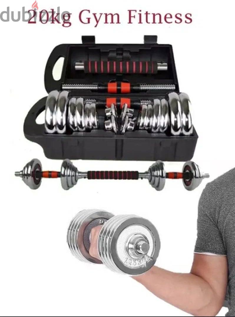 Set dumbbell  20 kg new with box and bar 18
