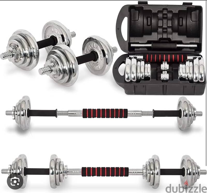 Set dumbbell  20 kg new with box and bar 19